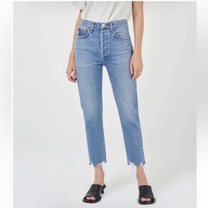 Agolde Jeans High Rise Straight Leg Jeans with Button Fly